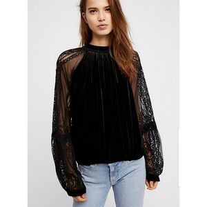 Free People Velvet & Lace Top